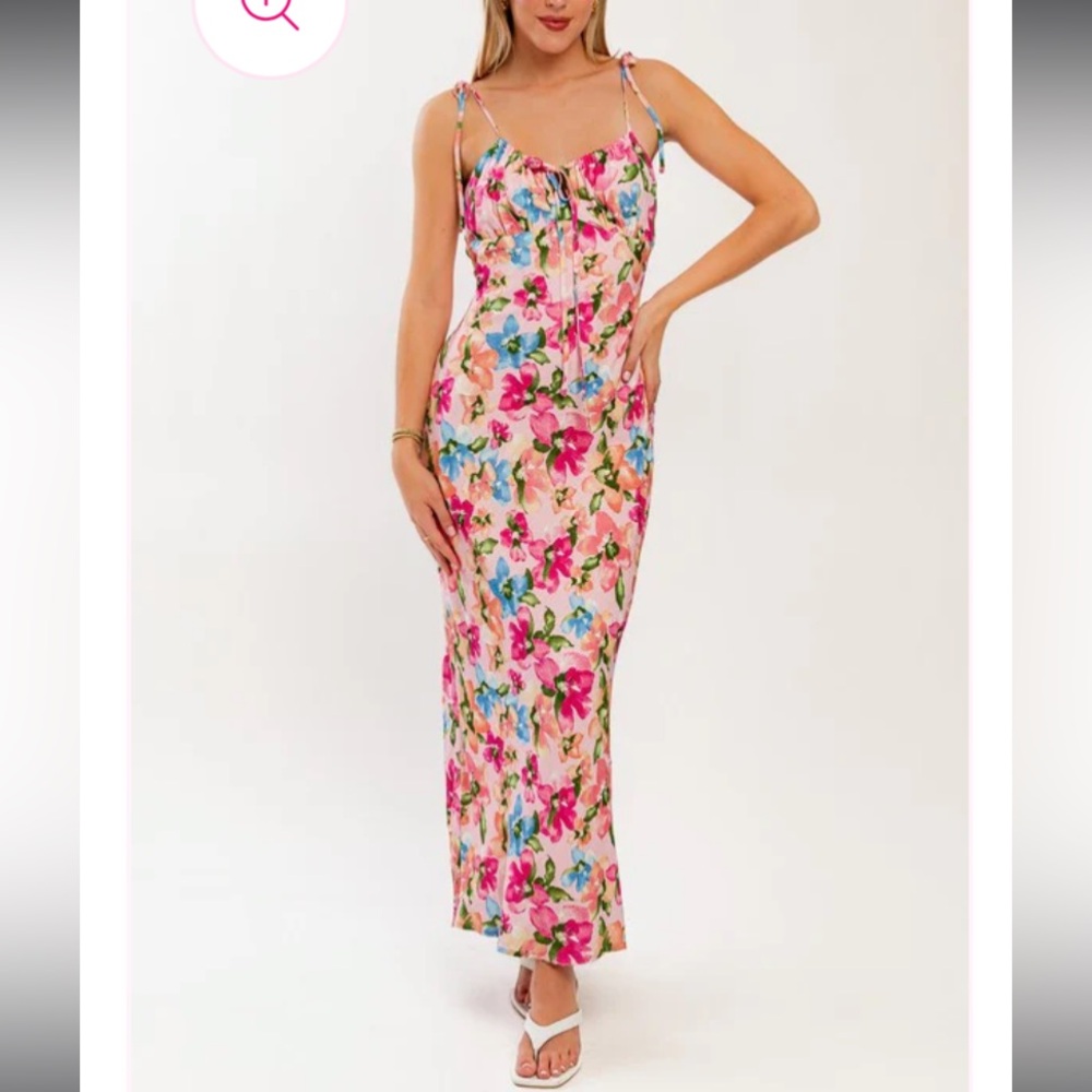 Le Lis Oink Floral Tie Shoulder Maxi Dress